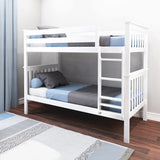 Max & Lily Bunk Bed Twin over Twin, Solid Wood Bunk Bed Frame with Ladder for Kids, 14" Safety Guardrails, Easy Assembly, No Box Spring Needed, White Max & Lily