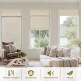 Moonice Cordless Custom Roman Shades for Window Blackout, Natural Woven Fabric Privacy Room Darkening Blinds, Thermal Insulated Window Blind Treatment for Bedroom Living Room, Beige moonice