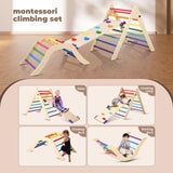 Pikler Triangle Set with Cushion, 5 in 1 Foldable Montessori Climbing Set for Toddlers Age 1-6, Climbing Triangle Set with Slide and Climbing Ramp Toddler Indoor Playgrounds, Gift for Kids (Rainbow) GCCSJ