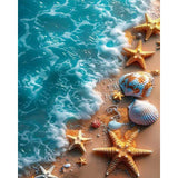 xackcme Beach Paint by Numbers for Adults - Starfish Paint by Number on Canvas Without Frame, DIY Seashell Oil Painting for Gift Home Wall Decor (16x20 inch) xackcme