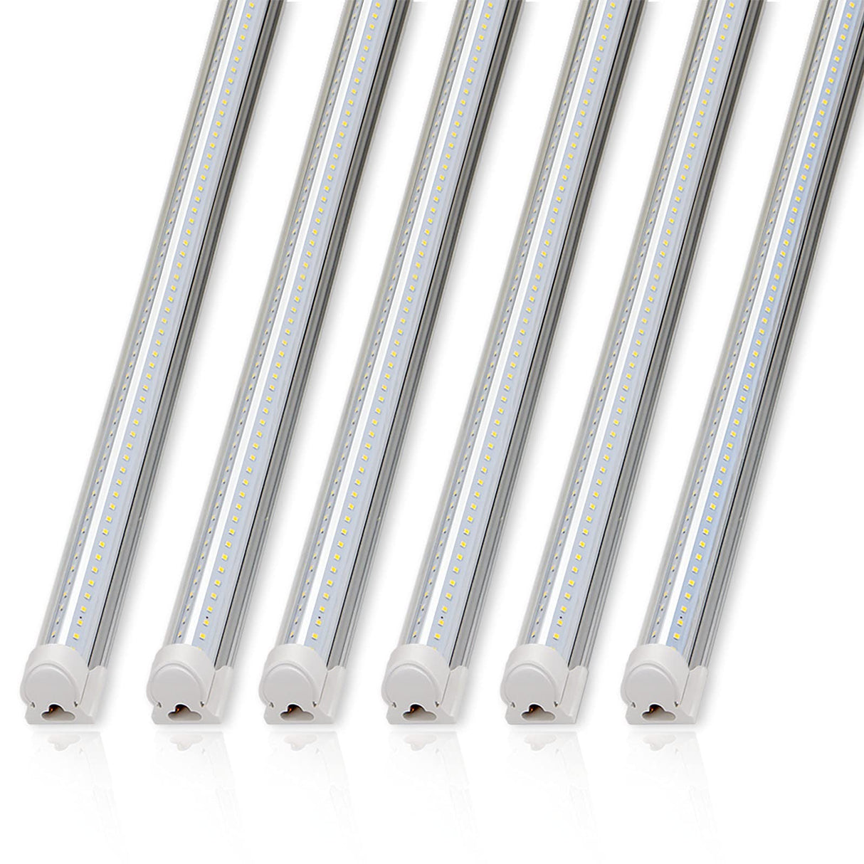 Barrina 8FT LED Shop Lights Fixture, T8 72W 9000lm 5000K, Daylight White, Clear Cover, V Shape,Tube Light, Hight Output, Bulbs for Garage, Warehouse, Plug and Play, 6 Packs Barrina