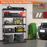 Tioutbot 48"x18"x72" Heavy Duty Garage Shelving, 5-Tier Adjustable Wire Shelf with 2500 lbs Capacity, Industrial Metal Storage Rack for Garage, Basement, Warehouse Tioutbot