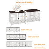 Heavy Duty Dog Crate Furniture: 72Inch Extra Large End Table Style Doggie Crates with Three Doors - Inside Modern Big TV Stand Style Puppy Wooden Kennel with Removable Tray for Medium Large Dogs White BingoPaw