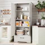 CARPETNAL 72" Tall Farmhouse Kitchen Pantry with Adjustable Shelves, Large Wood Storage Cabinet with Drawer & 2 Barn Doors, Freestanding Storage for Dining Room, Bathroom, Living Room, White, Set of 2 CARPETNAL