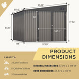 AECOJOY Shed Lean to Storage Shed, Large Outdoor 8' x 10' Metal Wall Side Bike Shed & Outdoor Storage, Garden Storage Cabinet for Backayrd, Patio and Outdoor Use in Grey AECOJOY