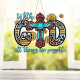 STGLCR Cross Diamond Art Hanging Kit for Adult,Special Shaped Rhinestone,DIY Acrylic God 5D Diamond Art Painting Window Pendants Home Garden Wall Hanging Kits Hanging Ornament 7.8inch STGLCR