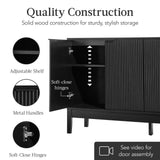 Best Choice Products 55" Modern 4-Door Sideboard Storage Cabinet, Buffet, Media Cabinet, Cupboard, Entryway Accent Table, Bookcase w/Reed Panels and Adjustable Shelves - Black Best Choice Products