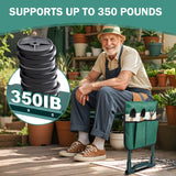 Koutop Garden Kneeler and Seat, 2-in-1 Garden Stool with 10" Wide Soft Knee Pads, Heavy-Duty Foldable Gardening Bench Chair with 2 Tool Pouches, Gardening Gifts for Women Men Seniors Mom Koutop