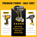ReliaRoads 900 Ft-lbs Cordless Impact Wrench, 1/2 Inch Impact Gun Compatible DeWALT 20V MAX Battery, Brushless Constant High Torque Impact Driver with 3 Speed, Tool Only (No Battery Included) ReliaRoads