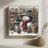 Winter Snowman Light Diamond Art Kits for Adults, 5D Diamond Painting Kits for Adults Beginners, DIY Full Round Drill Diamond Dot Painting Gem Art Kits for Adult, Home Wall Decor 13.8x13.8 Inch VCLKDIY