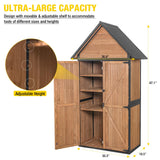 Aivituvin Storage Shed Outdoor Cabinet with All-Around Strong Metal Frame Wooden Tool House with Adjustable Shelfs and Floor,Waterproof Roof (Brown) Aivituvin