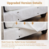 VINGLI 86" Cloud Corduroy Sectional Sofa, Comfy L-Shaped Extra Deep Seat Sofa Couch for Living Room,Modern 2-Seat Convertible Loveseat Sofa with Ottoman for Small Space(White) VINGLI