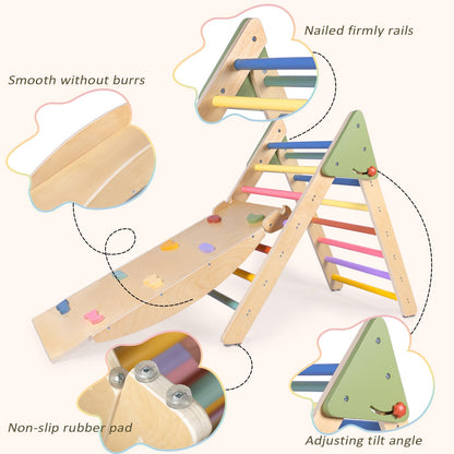 aiwo Pikler Triangle Set 5in1 Montessori Toddler Climbing Toys Indoor, Climbing Toys for Toddlers 1-3 Inside, Baby Climbing Gym Toddler Climber Indoor Playground