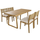 LUMISOL 5 Piece Outdoor Dining Table Set, Acacia Wood Dining Table and Chairs Set with Thick Cushions, Farmhouse Kitchen Table Set for Indoor and Outdoor, Beige LUMISOL