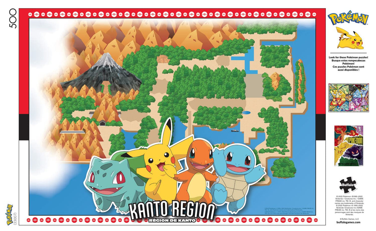 Buffalo Games - Pokémon - Kanto Region - 500 Piece Jigsaw Puzzle for Adults Challenging Puzzle Perfect for Game Nights - Finished Puzzle Size is 21.25 x 15.00 Buffalo Games