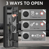 Marcree 2 Gun Safe, Small Rifle Safe with Alarm System, 180 ° Quick Access Gun Cabinet for Rifles and Pistols, Electronic Shotgun Safe with Removable Shelf, Rifle Cabinet with Pistol Bags, Ammo Rack Marcree