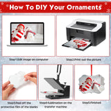 Jenaai 48 Pcs Sublimation Ornament Blanks MDF Personalized Sublimation Pendant Blank DIY Sublimation Blanks Christmas Hanging Ornament with Rope for Wedding Party Home Decor (3.15 Inch) Jenaai