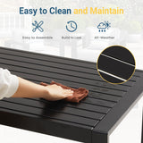 Wisteria Lane Outdoor Furniture Patio Coffee Table, Rectangle Outdoor Coffee Table, All-Weather Patio Metal Coffee Table for Balcony, Garden, Deck, Backyard, Black Wisteria Lane