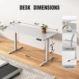 Veken 55 Inch Large Electric Standing Desk, 4 Memory Heights Adjustable,Sit to Stand Up, Work Home Office Computer Table for Study, Walking Pad, Writing, and Games, Wooden Desktop Desks, White Veken