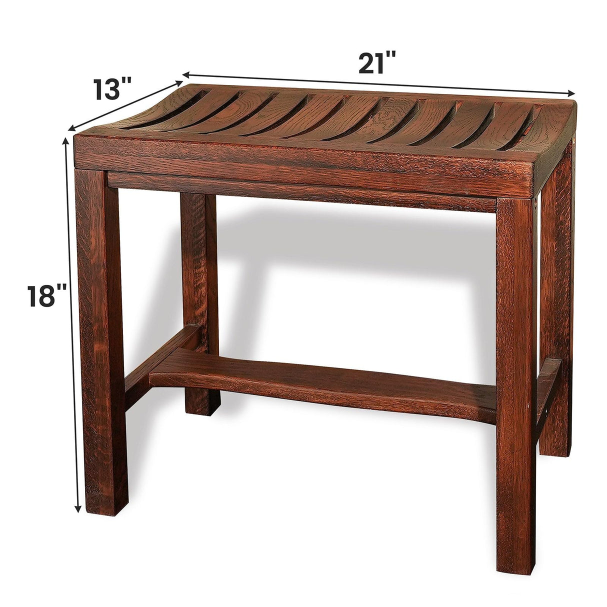 CONSDAN Wood Shower Bench, Extra Large Capacity, USA Solid Oak, Waterproof Finish, Durable Wood Shower Stool, Ideal for Bathroom Spa Outdoor, Dark Oak CONSDAN