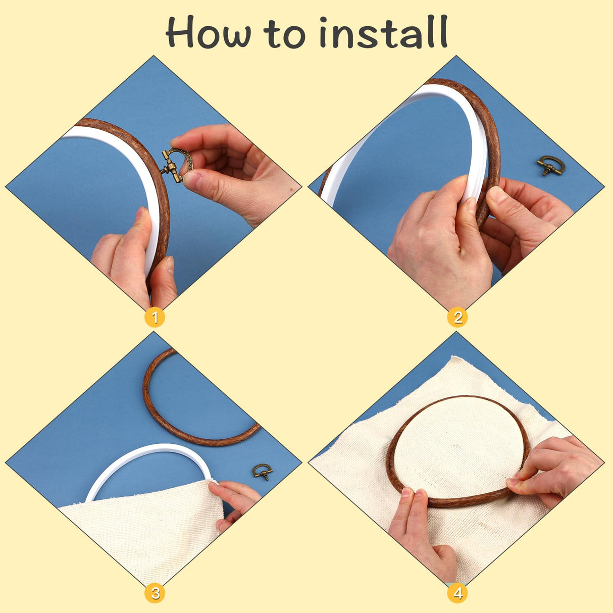 4 Pack Embroidery Hoop Ring, Imitated Wood Display Frame Circle and Oval Embroidery Kits with 30 Pieces Large Eye Embroidery Needles, Quilting Hoop and Cross Stitch Supplies for Sewing and Wall Hang JUPEAN