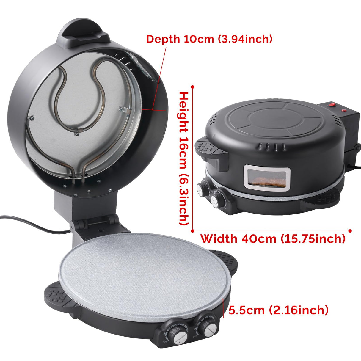 12" Electric Pizza Oven-Countertop Pizza Maker with Timer &Temperatures Control, Perfect for Pizzas/Pancake/Quesadillas/Cookies (black) HPPZITONG