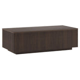 Henn&Hart 48" Fluted Rectangular Low-Profile Coffee Table for Living Room, Family Room, or Office, Alder Brown Henn&Hart