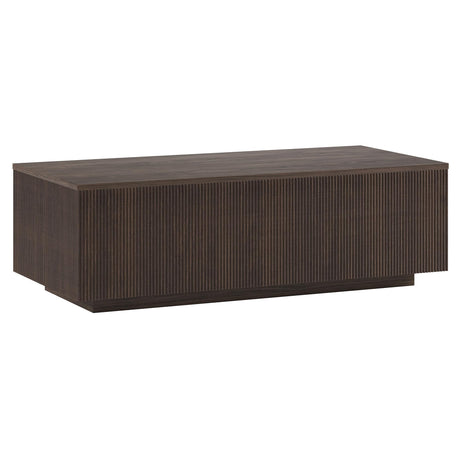 Henn&Hart 48" Fluted Rectangular Low-Profile Coffee Table for Living Room, Family Room, or Office, Alder Brown Henn&Hart