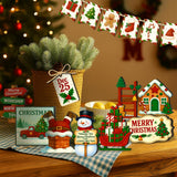 18pcs Christmas Tiered Tray Decoration Set - Santa Claus Snowman Christmas Tree Gingerbread Man Tiered Tray Decoration, Farmhouse 3D Winter Sign for Home, Farmhouse Tabletop, Office Desk Decoration kauomi