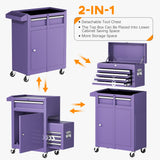 INTERGREAT Tool Chest, 5-Drawer Rolling Tool Storage Cabinet with Detachable Top Tool Box, Tool Cabinet with with Enhanced Packaging, Metal Tool Cart for Garage, Workshop, Barbershop(Purple) INTERGREAT