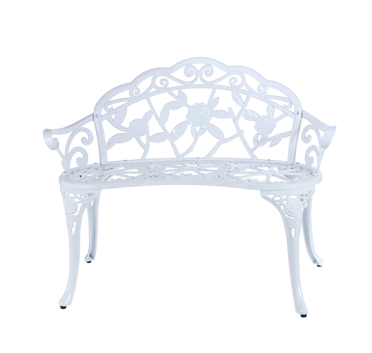 Patio Balcony Bench Double Seat, Anti-Rust Cast Aluminum Patio Garden Bench for Park Yard Outdoor Furniture White.1 C/G patio casa