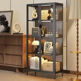 Eltean 63" H Glass Display Cabinet, 4 Tiers Curio Display Case with 3 Colors LED Sensor Light,Display Cabinet for Collectible with 3 Adjustable Shelves for Living Room, Bedroom, Office (63“H) Eltean