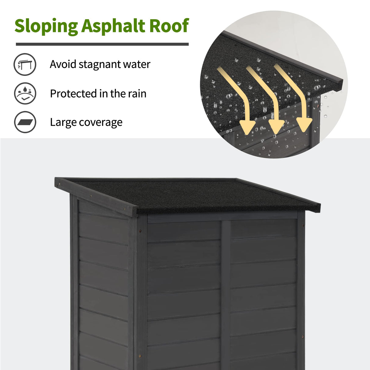 MCombo Outdoor Wood Storage Cabinet, Small Size Garden Wooden Tool Shed with Double Doors, Outside Tools Cabinet for Backyard (24.6”x 18.3”x38.2”) 0985 (Grey) MCombo