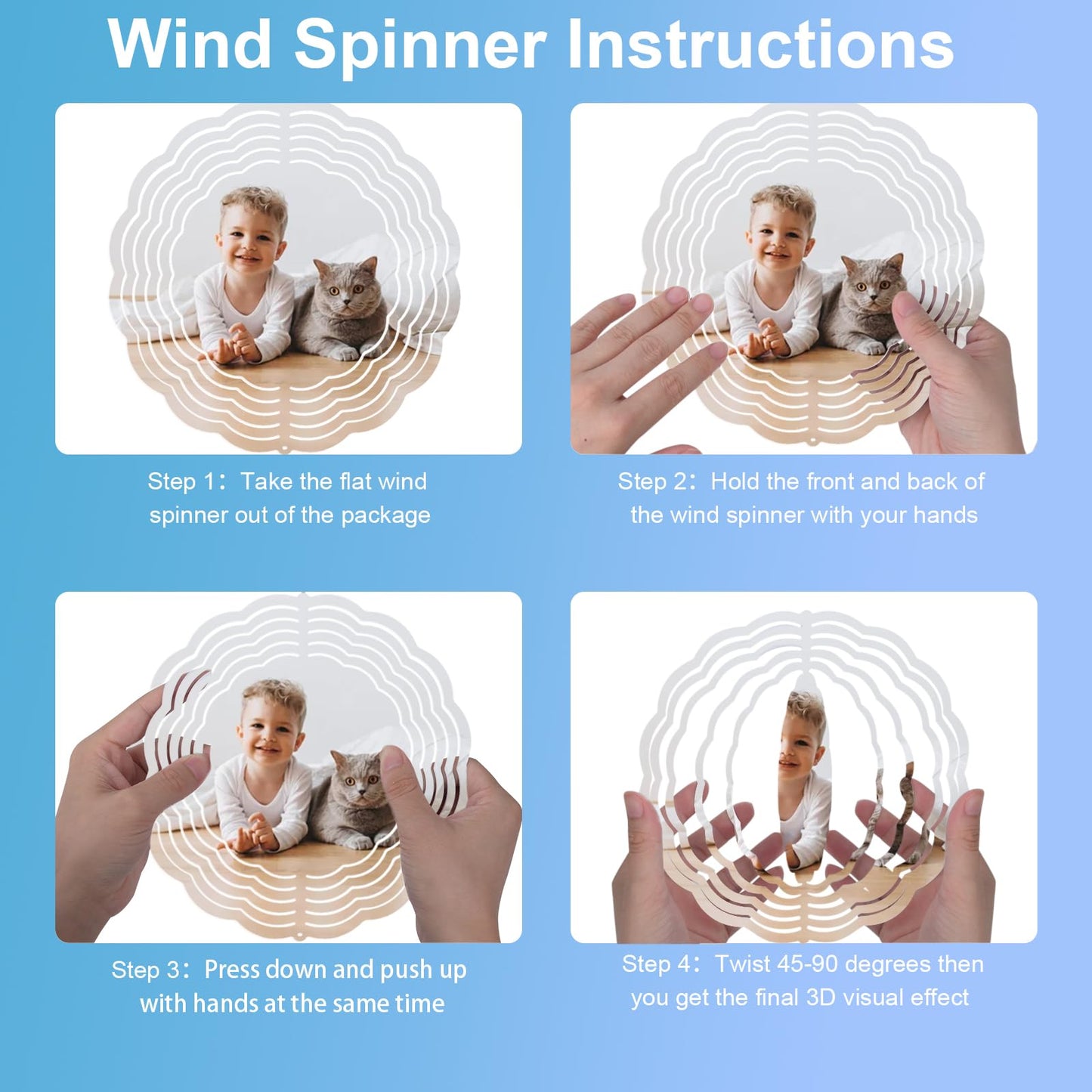 Sublimation Wind Spinner Blanks,8 Inch Wind Spinners Sublimation Blanks Products,3D Aluminum Metal Round Sublimation Wind Spinners for Indoor Outdoor Garden Yard Decoration (8 Pcs)