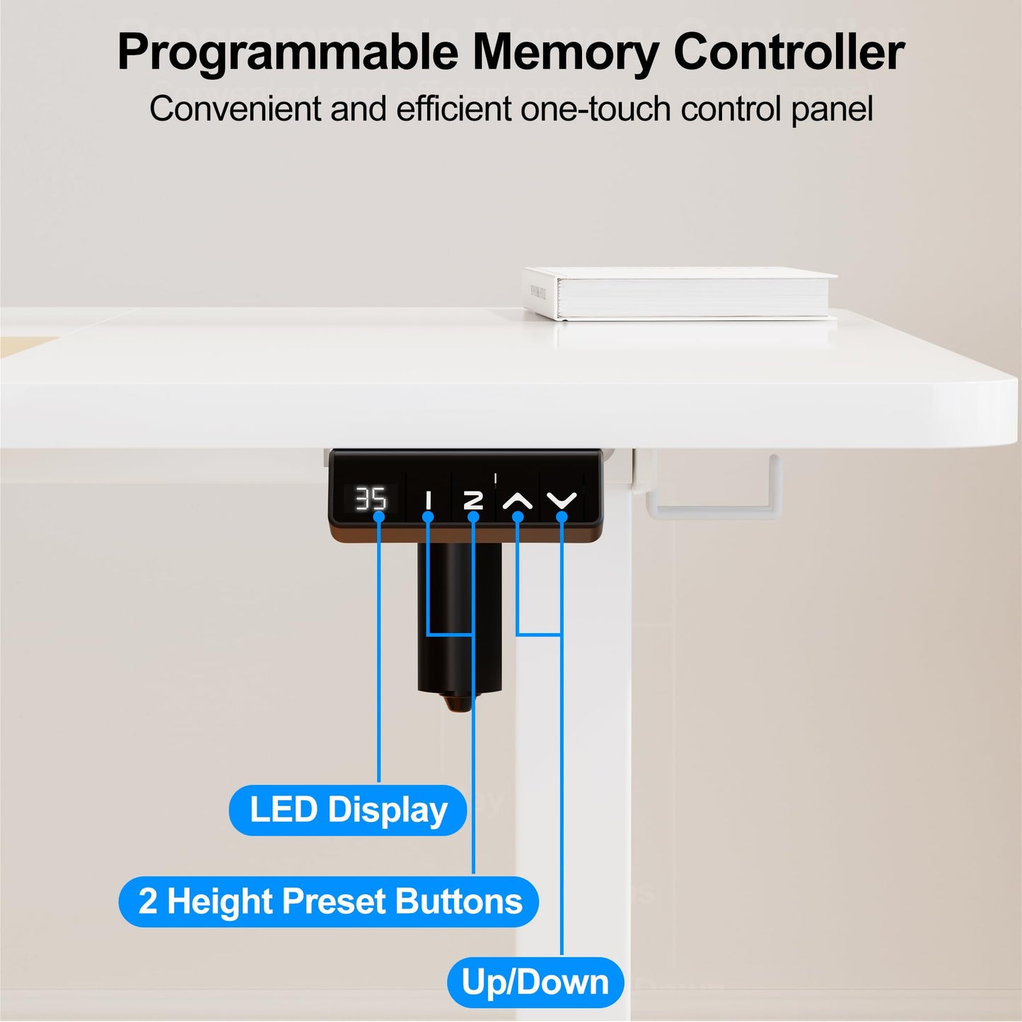 WOKA Electric Height Adjustable Electric Standing Desk, 55 x 28 Inch Sit Stand Desk with Memory Controllers, Stand up Desk for Home Office, White and Oak Tabletop - WoodArtSupply