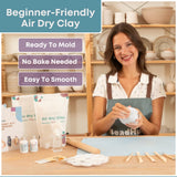 Pottery Kit for Beginners, 4.4Lbs Air Dry Clay for Adults with Sculpting Tools, Paint, Glaze, Air-Dry Modeling Clay Molding, Sculpt & Painting Set, Hobby Date Night DIY Art Craft Kits (White) BeadHub