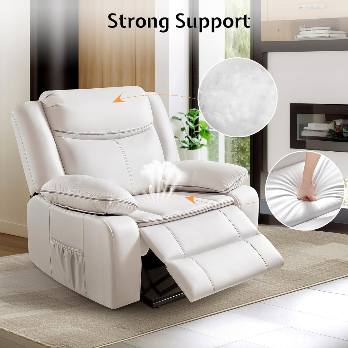 Jocisland Oversized Power Lift Recliner Chairs for Adults, Electric Lazy Boy Recliners for Elderly with USB Port, Large Lay Flat Reclining Sofa for Living Room Bedroom, Faux Leather, White Jocisland