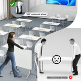 Folding Conference Table 2-10 People,Mobile Conference Room Table Rolling Meeting Table with Caster Wheels，Modern Executive Desk、Podcast Table、Extra Wide Desk、Flip Top Table (4, White, 140cm) rzoizwko