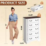 WLIVE Farmhouse Dresser for Bedroom, Wood Dresser with 5 Drawer, Chest of Drawers with Roman Metal Handle for Living Room, White WLIVE