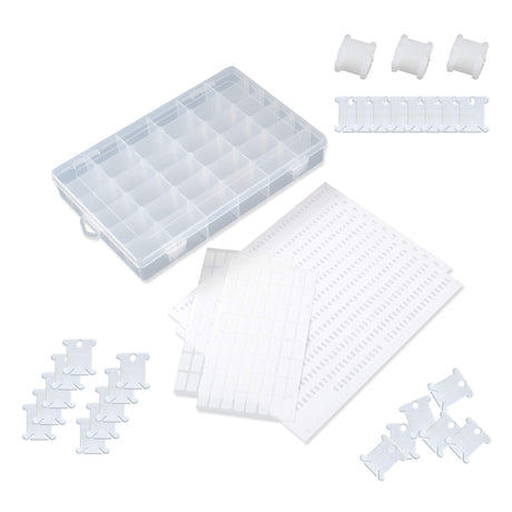 120 Pieces Plastic Floss Bobbins with 36 Grids Embroidery Floss Cross Stitch Organizer Box, White SYMPABASIC SOUFFAHOUSE