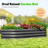 Quictent Galvanized Raised Garden Bed Kit with Self Watering System and Mesh Cover, Large Oval Metal Outdoor Planter Garden Boxes for Vegetables Herbs Flowers, 6x3x1Ft Quictent