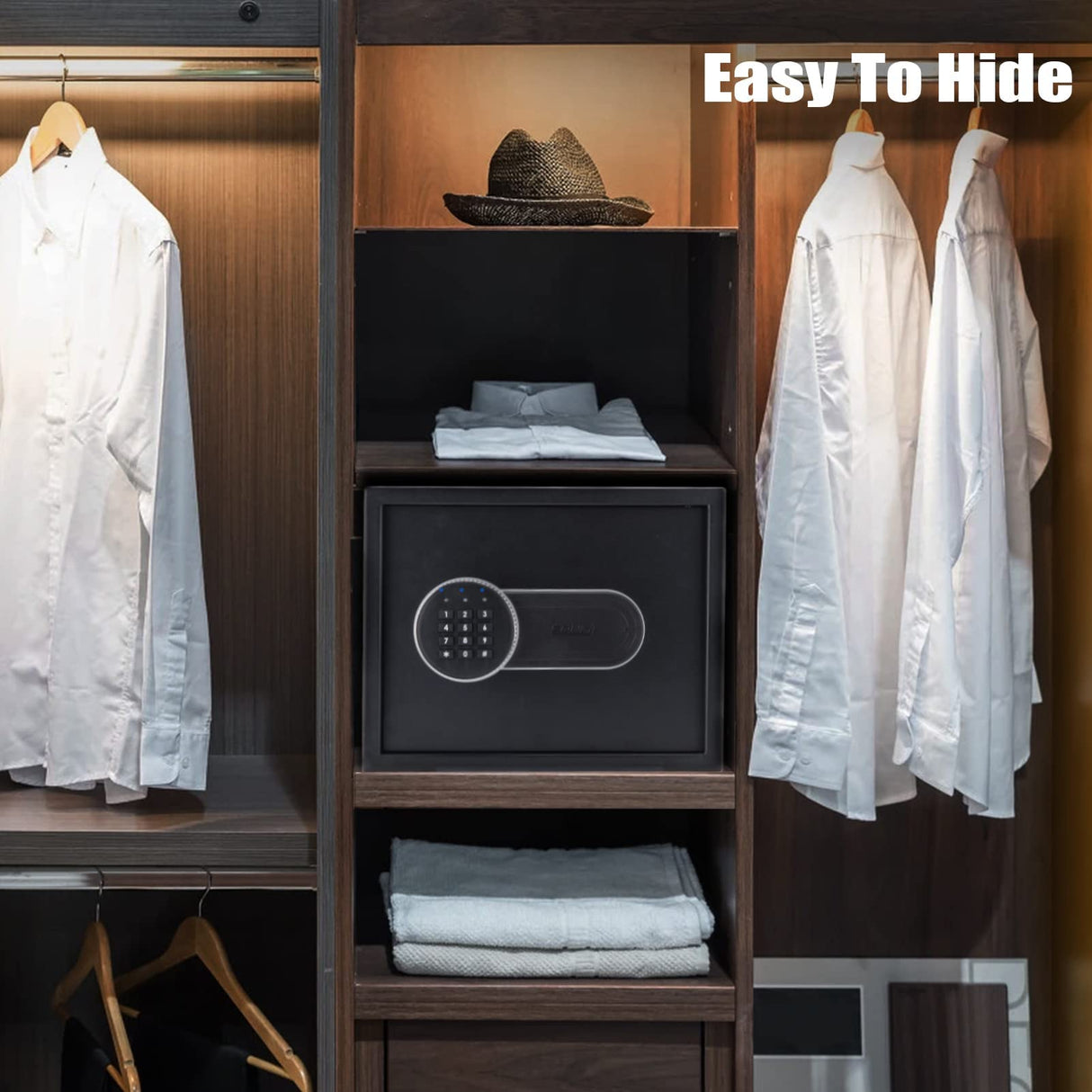 SOULYI Safe Box, 0.5 Cubic Feet Small Safe with Digital Keypad Override Keys, Money Safe Mounted on Wall Floor of Home Office Hotel For Jewelry Document Cash Gun Storage SOULYI