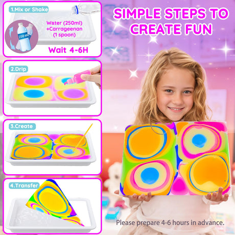 MOMUSE Marbling Paint Art Kit for Kids with Dual Trays, Passed Toxicology, Metallic Gold Water Marble Painting Kit, Creative Art Craft Kits Ideal Toys Gifts for Girls & Boys Ages 6+ MOMUSE