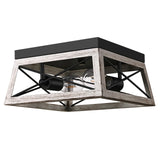 DEWENWILS Farmhouse Flush Mount Ceiling Light, Metal Ceiling Light Fixture with Wood Grain Finish, 2-Lights Hallway Light Fixture Ceiling Mount for Entryway, Foyer, Dining Room DEWENWILS