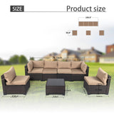 LEVELEVE 7 Pieces Outdoor Patio Furniture Sets,Rattan Conversation Sectional Set,Manual Weaving Wicker Patio Sofa with Tea Table LEVELEVE