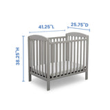 Delta Children Emery Mini Convertible Baby Crib with 2.75-inch Mattress, Grey Delta Children