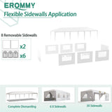 EROMMY 10x30 FT Outdoor Party Tent, White Canopy with 6 Removable Sidewalls and 2 Zippered Doors, Waterproof Event Shelter for Wedding, Birthday, BBQ, Holiday Gatherings EROMMY