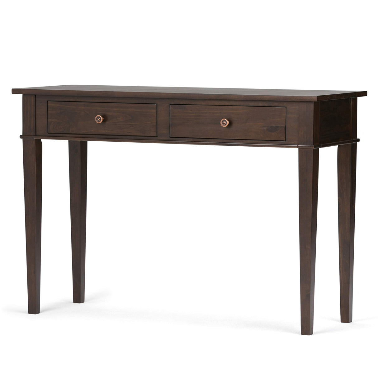 SIMPLIHOME Carlton SOLID WOOD 44 inch Wide Transitional Console Sofa Entryway Table in Dark Tobacco Brown with Storage, 2 Drawers, for the Living Room, Entryway and Bedroom SIMPLIHOME