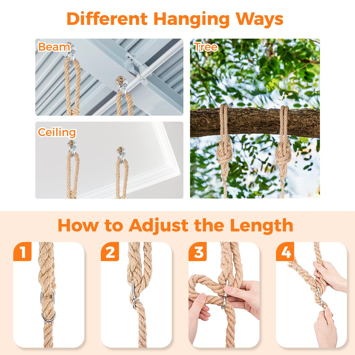 Wooden Tree Swing,Wooden Swing for Adults/Kids with 500lbs Load Capacity Waterproof Wooden Swing Seat Adjustable Hemp Rope Plus Tree Straps 100 inch for Indoor,Backyard,Garden,Playground (Adults) TIMCORR