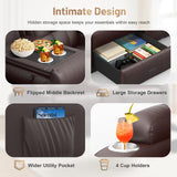 3-Seater Loveseat Recliner Sofa, Home Theater Seating Reclining Couch with Flip Middle Backrest, RV Wall Hugger Sleeper Sofa with Massage, Dawer & Cup Holders, 150° Recline for RV & Living Room TOMOSLTER